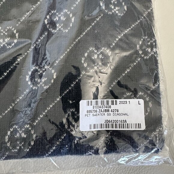 New Authentic Gucci GG Logo Dog Wool Sweater Vest Blue Size L - Picture 7 of 7
